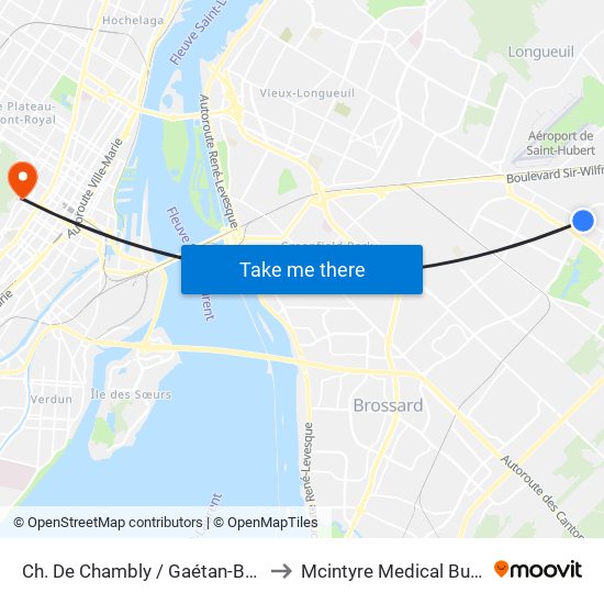 Ch. De Chambly / Gaétan-Boucher to Mcintyre Medical Building map