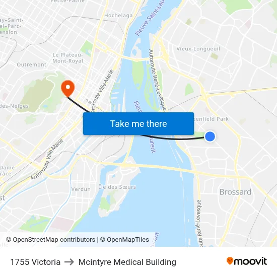 1755 Victoria to Mcintyre Medical Building map