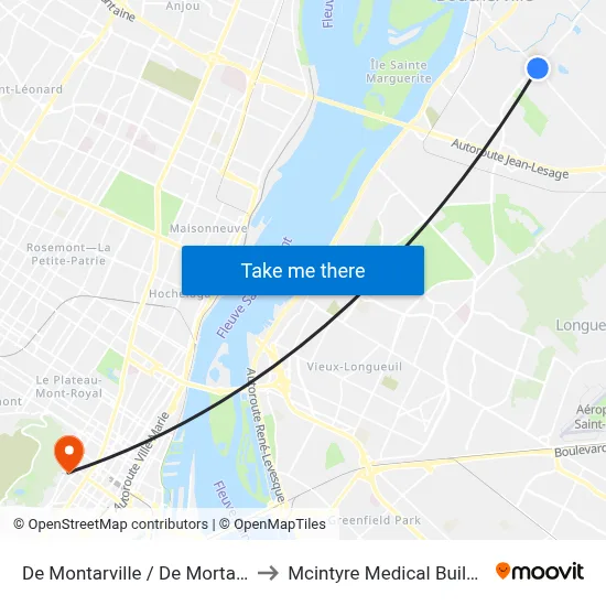 De Montarville / De Mortagne to Mcintyre Medical Building map