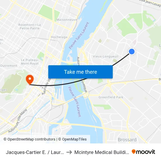 Jacques-Cartier E. / Laurier to Mcintyre Medical Building map