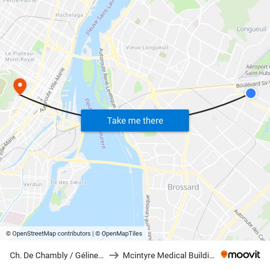 Ch. De Chambly / Gélineau to Mcintyre Medical Building map