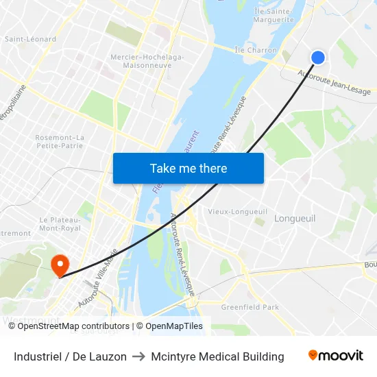 Industriel / De Lauzon to Mcintyre Medical Building map