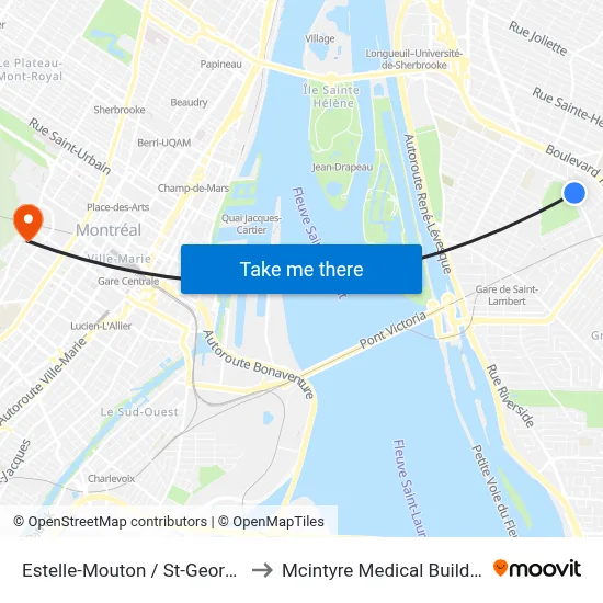 Estelle-Mouton / St-Georges to Mcintyre Medical Building map