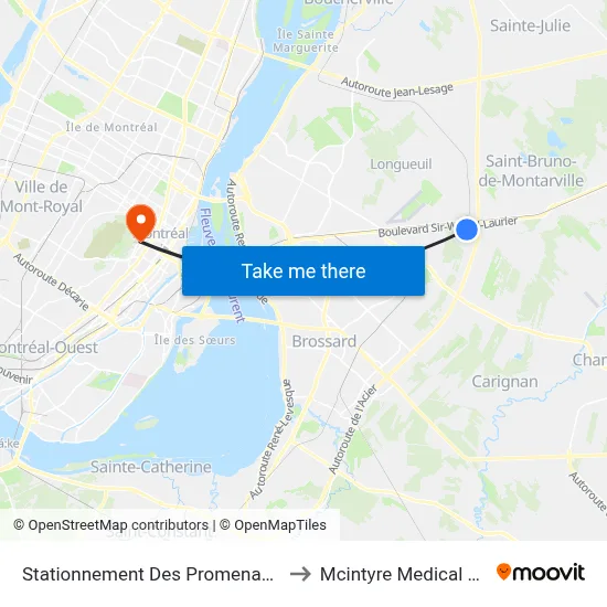 Stationnement Des Promenades Zone 1 to Mcintyre Medical Building map