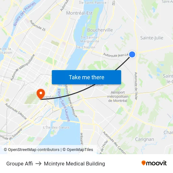Groupe Affi to Mcintyre Medical Building map