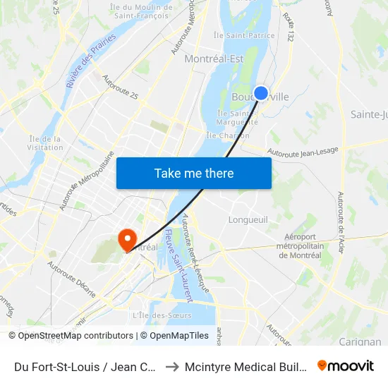 Du Fort-St-Louis / Jean Coutu to Mcintyre Medical Building map