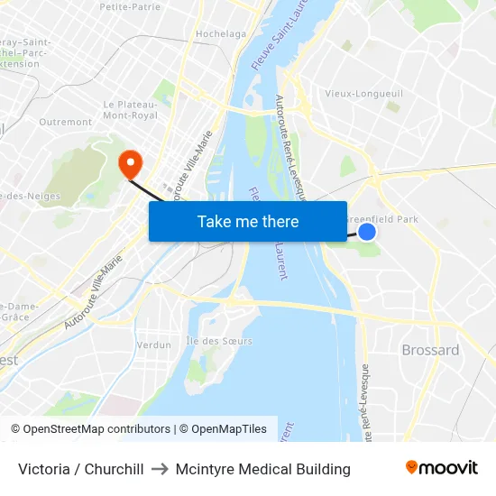Victoria / Churchill to Mcintyre Medical Building map