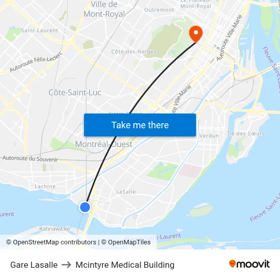 Gare Lasalle to Mcintyre Medical Building map