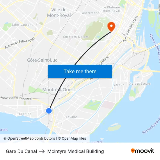 Gare Du Canal to Mcintyre Medical Building map