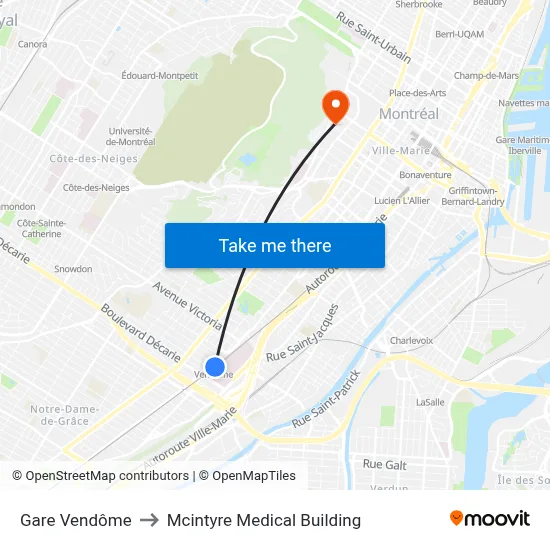 Gare Vendôme to Mcintyre Medical Building map