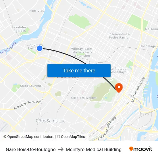 Gare Bois-De-Boulogne to Mcintyre Medical Building map