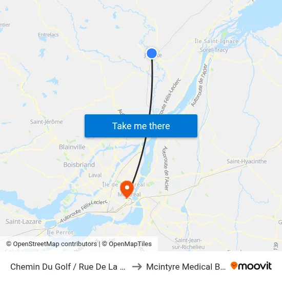 Chemin Du Golf / Rue De La Visitation to Mcintyre Medical Building map