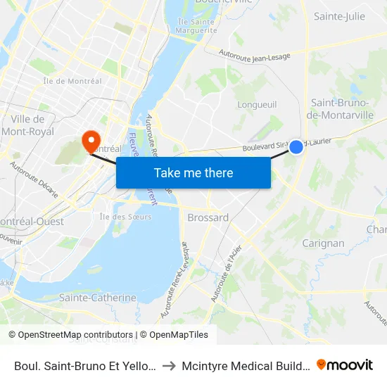 Boul. Saint-Bruno Et Yellow() to Mcintyre Medical Building map