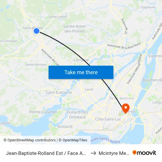 Jean-Baptiste-Rolland Est / Face Au Stationnement Gare St-Jérôme to Mcintyre Medical Building map