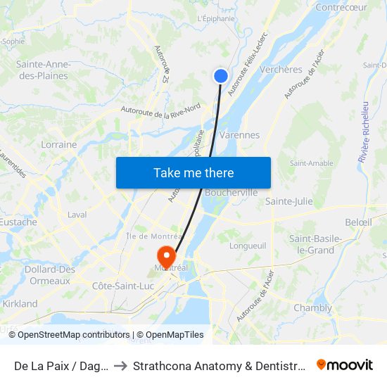 De La Paix / Dagenais to Strathcona Anatomy & Dentistry Building map