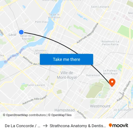 De La Concorde / Ampère to Strathcona Anatomy & Dentistry Building map
