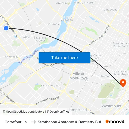 Carrefour Laval to Strathcona Anatomy & Dentistry Building map
