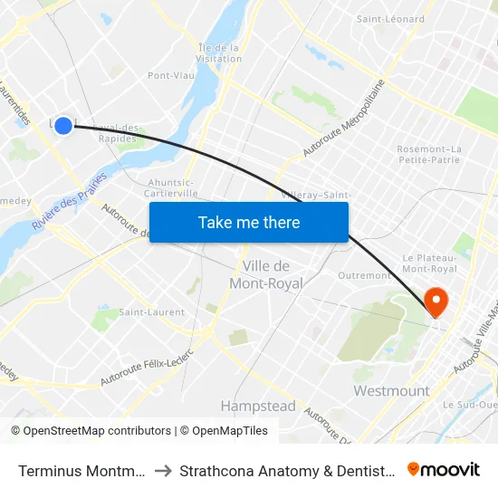 Terminus Montmorency to Strathcona Anatomy & Dentistry Building map