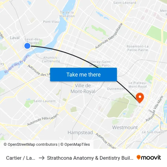 Cartier / Laval to Strathcona Anatomy & Dentistry Building map
