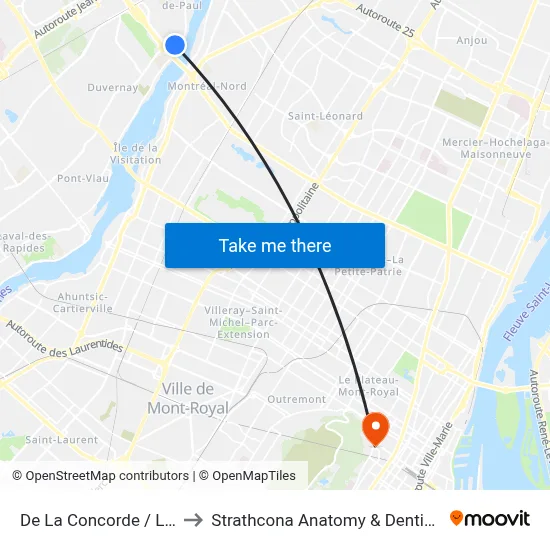 De La Concorde / Lévesque to Strathcona Anatomy & Dentistry Building map