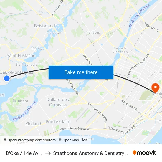 D'Oka / 14e Avenue to Strathcona Anatomy & Dentistry Building map