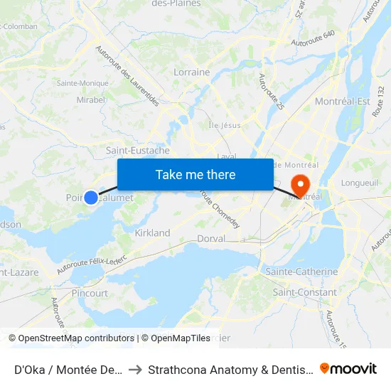 D'Oka / Montée De La Baie to Strathcona Anatomy & Dentistry Building map