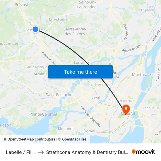 Labelle / Filion to Strathcona Anatomy & Dentistry Building map