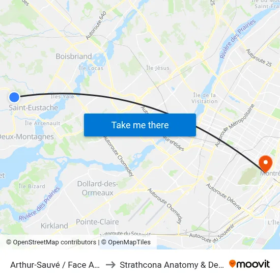 Arthur-Sauvé / Face Au Civique 764 to Strathcona Anatomy & Dentistry Building map