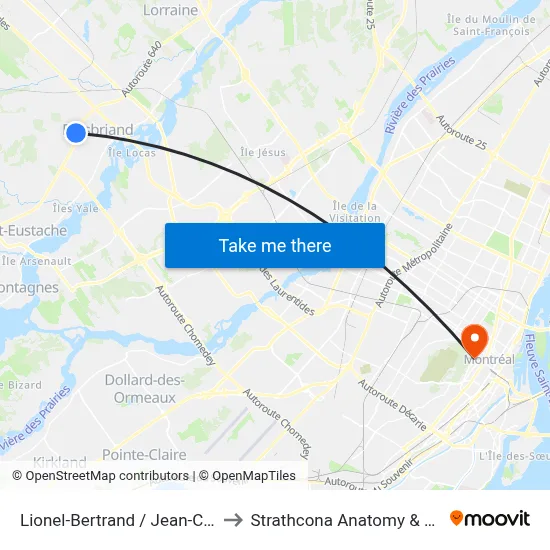 Lionel-Bertrand / Jean-Charles-Bonenfant to Strathcona Anatomy & Dentistry Building map