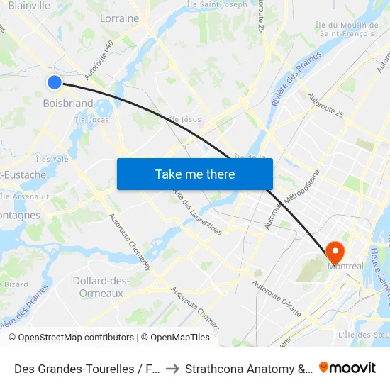 Des Grandes-Tourelles / Face Au Civique 3600 to Strathcona Anatomy & Dentistry Building map