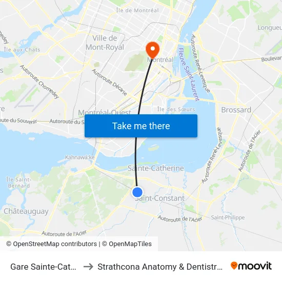 Gare Sainte-Catherine to Strathcona Anatomy & Dentistry Building map