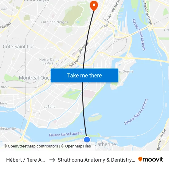 Hébert / 1ère Avenue to Strathcona Anatomy & Dentistry Building map