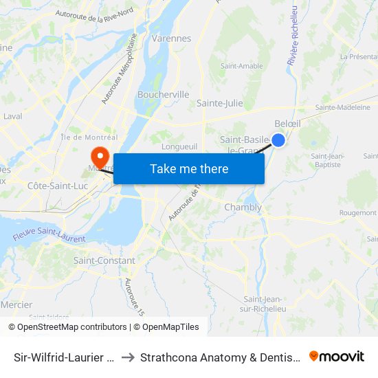 Sir-Wilfrid-Laurier / Maple to Strathcona Anatomy & Dentistry Building map