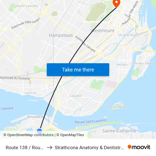 Route 138 / Route 207 to Strathcona Anatomy & Dentistry Building map