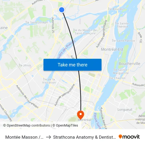 Montée Masson / Latour to Strathcona Anatomy & Dentistry Building map