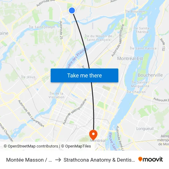 Montée Masson / Dumont to Strathcona Anatomy & Dentistry Building map