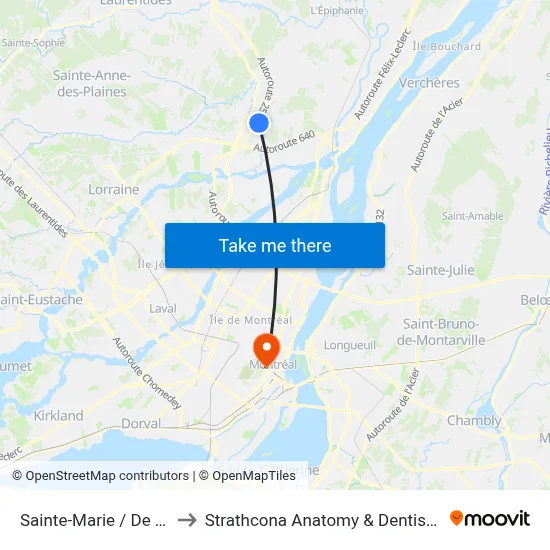 Sainte-Marie / De La Gare to Strathcona Anatomy & Dentistry Building map