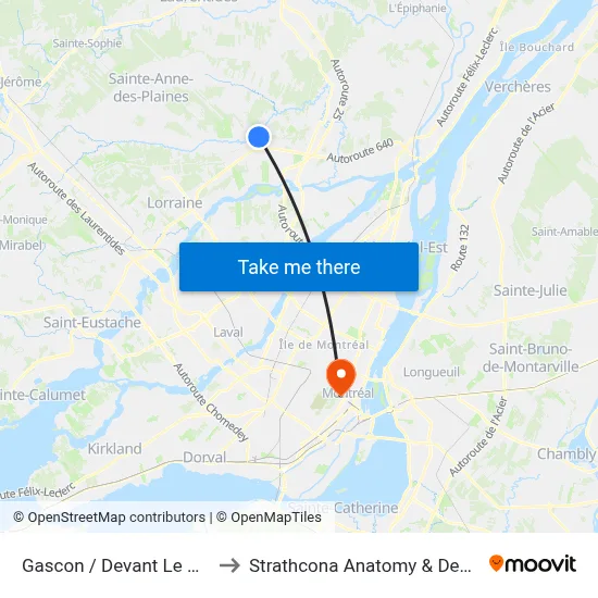 Gascon / Devant Le Civique 3620 to Strathcona Anatomy & Dentistry Building map