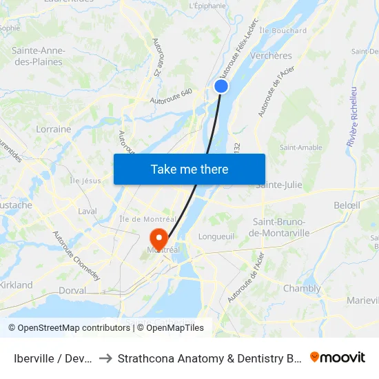 Iberville / Devault to Strathcona Anatomy & Dentistry Building map