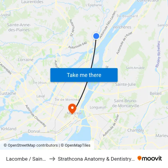 Lacombe / Saint-Paul to Strathcona Anatomy & Dentistry Building map