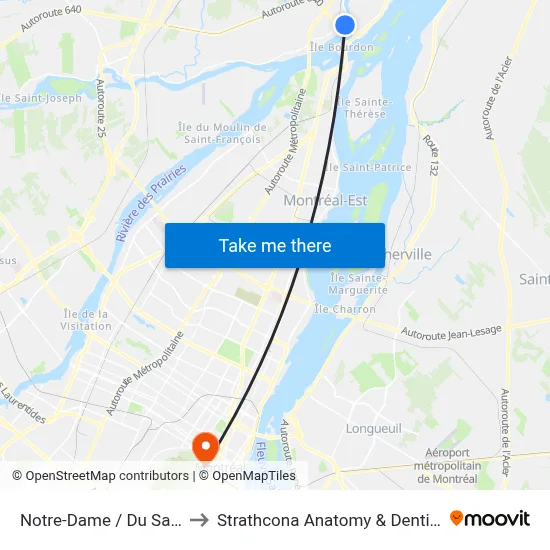 Notre-Dame / Du Sacré-Cœur to Strathcona Anatomy & Dentistry Building map