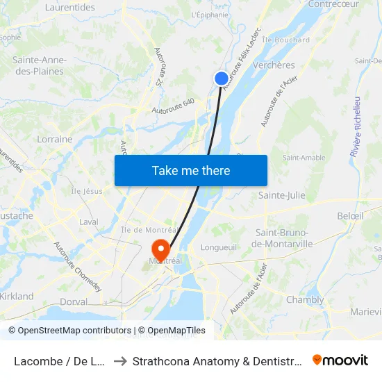 Lacombe / De La Paix to Strathcona Anatomy & Dentistry Building map