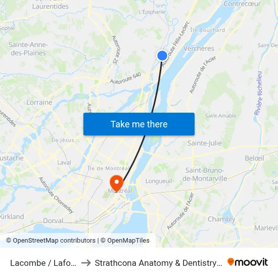 Lacombe / Lafortune to Strathcona Anatomy & Dentistry Building map