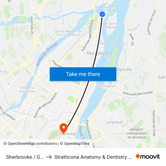 Sherbrooke / Gouin to Strathcona Anatomy & Dentistry Building map