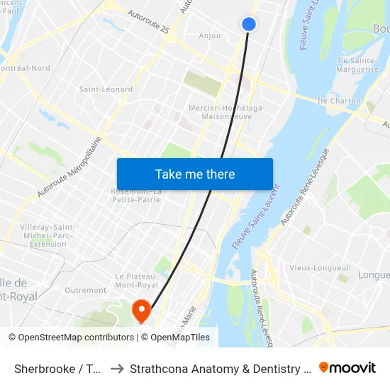 Sherbrooke / Taillon to Strathcona Anatomy & Dentistry Building map