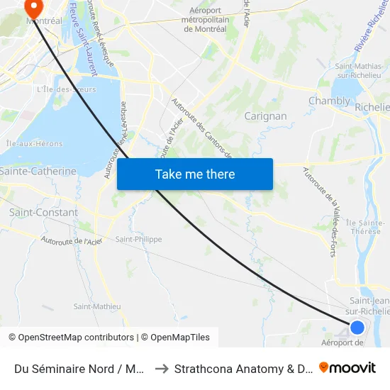 Du Séminaire Nord / Montcalm (Cégep) to Strathcona Anatomy & Dentistry Building map