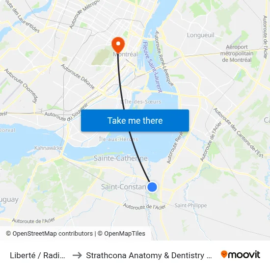 Liberté / Radisson to Strathcona Anatomy & Dentistry Building map