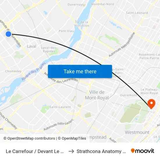 Le Carrefour / Devant Le Terminus Le Carrefour to Strathcona Anatomy & Dentistry Building map