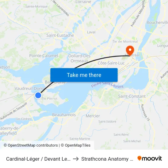 Cardinal-Léger / Devant Le Civique 106 (Tabagie) to Strathcona Anatomy & Dentistry Building map