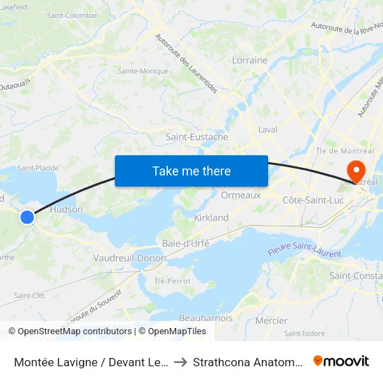 Montée Lavigne / Devant Le Civique 98 (Pétro Canada) to Strathcona Anatomy & Dentistry Building map